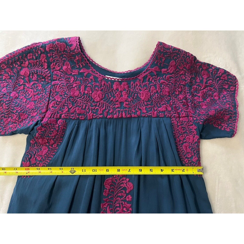 BuddyLove Buddy Love Embroidered Carolina Dress Navy Magenta Rayon Boho Size XS - Picture 12 of 16
